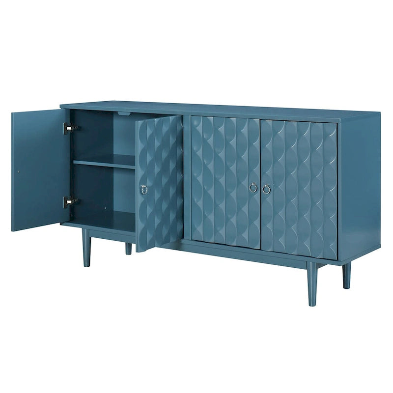 Bahut moderne à 4 portes avec portes à motifs convexes