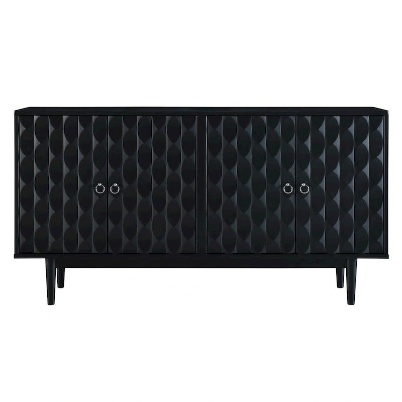 Bahut moderne à 4 portes avec portes à motifs convexes