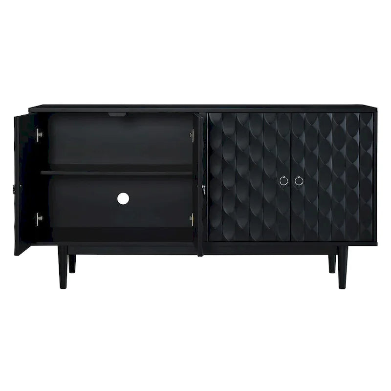 Bahut moderne à 4 portes avec portes à motifs convexes
