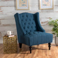 Fauteuil club capitonné contemporain à oreilles, fauteuil club à dossier haut avec pieds en bois