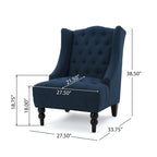 Fauteuil club capitonné contemporain à oreilles, fauteuil club à dossier haut avec pieds en bois