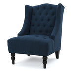 Fauteuil club capitonné contemporain à oreilles, fauteuil club à dossier haut avec pieds en bois