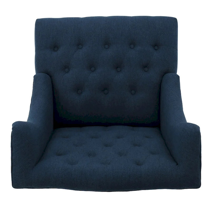 Fauteuil club capitonné contemporain à oreilles, fauteuil club à dossier haut avec pieds en bois