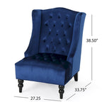 Fauteuil club capitonné contemporain à oreilles, fauteuil club à dossier haut avec pieds en bois