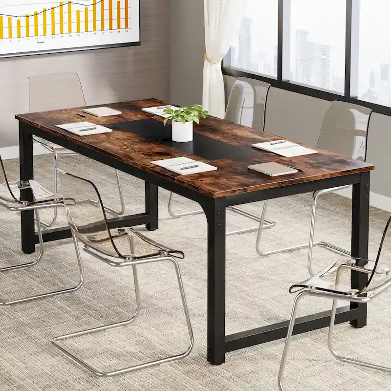 Table de conférence en bois 71, Table de séminaire moderne pour salle de réunion